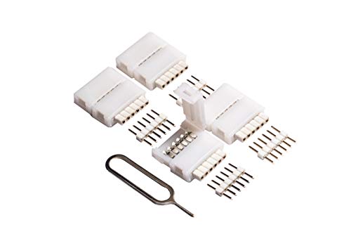 Book Cover Litcessory 6-Pin to Cut-End Connector for Philips Hue Lightstrip Plus (4 Pack, White - STANDARD 6-PIN V3)