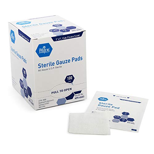 Book Cover MED PRIDE Sterile Gauze Pads for Wound Dressing| 100-Pack, Individually Packed Pouches| 12-Ply Cotton & Highly Absorbent| Gauze Sponge-Pads for Wound Care 3'' x 3''
