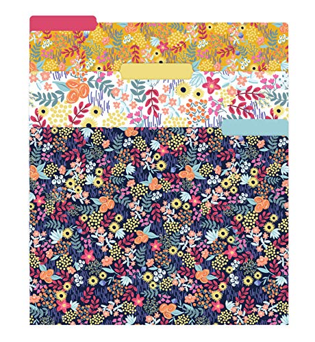 Book Cover bloom daily planners Decorative File Folders - Set of Six Letter Size (8.5â€ x 11â€) Organizers, 1/3 Cut Tabs - Assorted Designs - Floral Dots