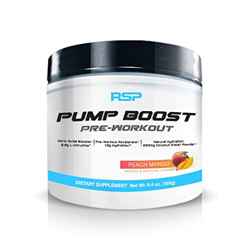 Book Cover RSP Pump Boost - Stimulant Free Pre Workout & Nitric Oxide Booster, N.O. Boost for Enhanced Pumps, Energy Boost, and Improved Training Endurance, Peach Mango, 1 Month Supply