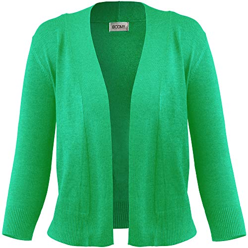 Book Cover FASHION BOOMY Women's Open Front Cropped Cardigan - 3/4 Sleeve Soft Knit Sweater - Classic Bolero Jacket