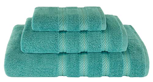 Book Cover American Soft Linen Premium, Luxurious & Complete Set of 3 Piece Towel Set for Kitchen and Bathroom, Cotton for Maximum Softness and Absorbency, Turquoise Blue