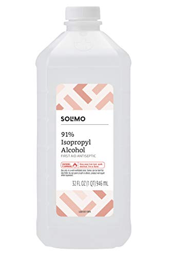 Book Cover Amazon Brand - Solimo 91% Isopropyl Alcohol First Aid Antiseptic, 32 Fl Oz (Pack of 1)