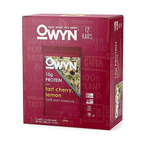 Book Cover OWYN Vegan Plant-Based Protein Bars, Tart Cherry and Lemon, 12 x 50g