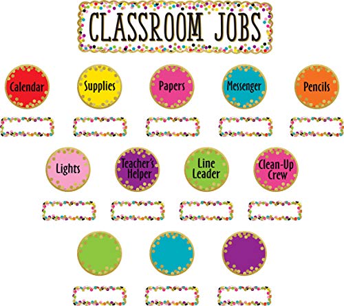 Book Cover Teacher Created Resources Confetti Classroom Jobs Mini Bulletin Board Set, Multicolor