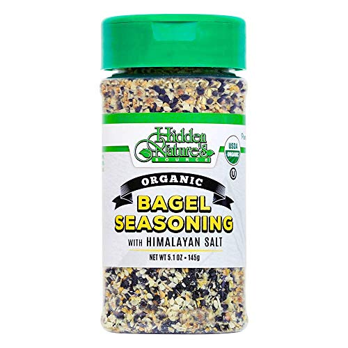 Book Cover Organic Everything Bagel Seasoning Blend: Himalayan Sea Salt Sesame & Dried Poppy Seeds - Kosher Toppings and Spices with Seasonings of Garlic & Onion (Bottle 5.1oz)