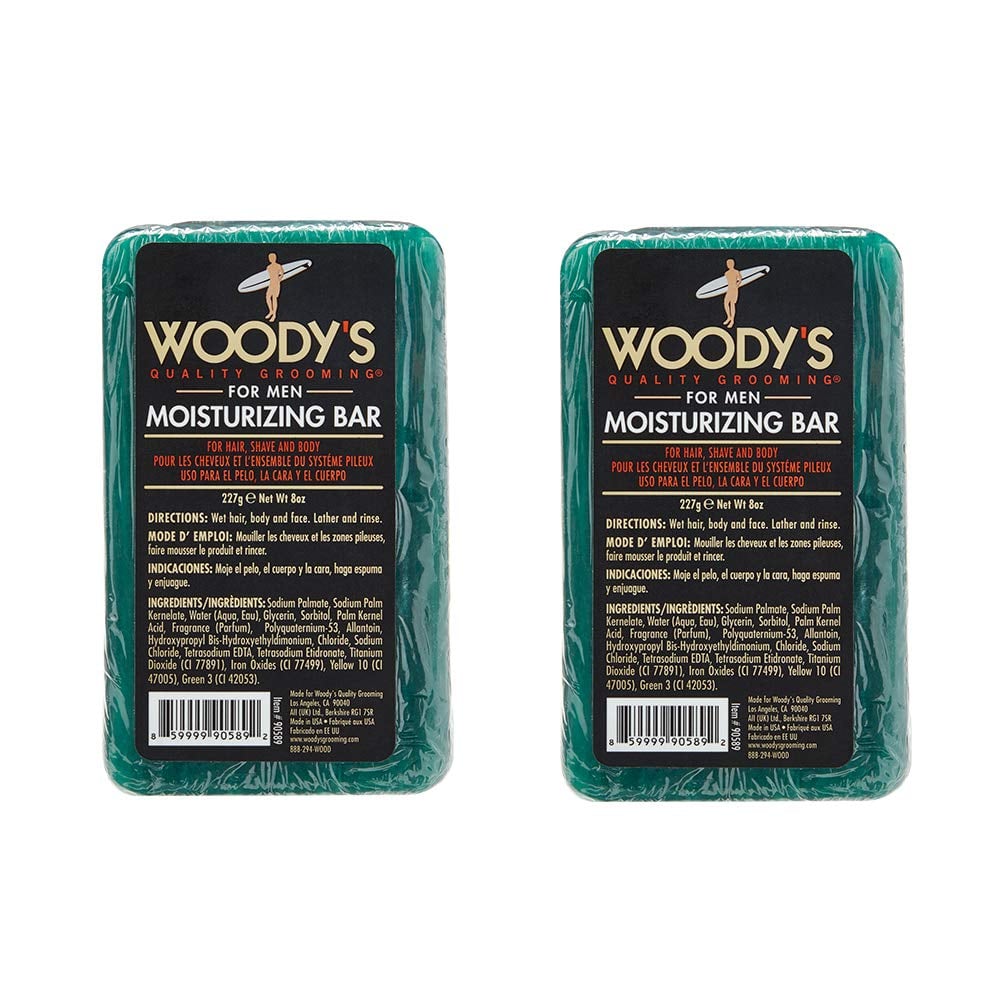 Book Cover Woody's 3-in-1 Moisturizing Bar for Men, For Hair, Shave, and Body, All-Purpose Massage Bar Soap, Gentle Massage, Adds Moisture, for All Hair and Skin Types, Peppermint Fresh Scent, 8 oz. 2-Pack 8 Ounce (Pack of 2) 3-IN-1 Bar Soap