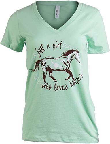 Book Cover Just a Girl who Loves Horses | Cute Girl Riding Rider V-Neck Young Women T-Shirt