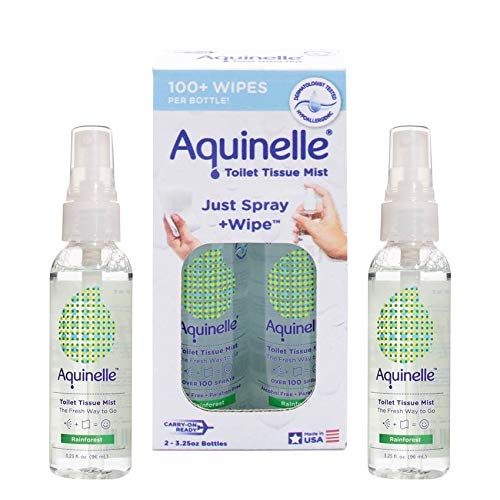 Book Cover Aquinelle Toilet Tissue Mist Gift Set, Eco-Friendly & Non-Clogging Alternative to Flushable Wipes Simply Spray On Any Folded Toilet Paper (2 pack Rain Forest 3.25 oz)