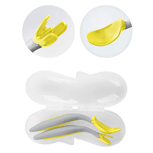 Book Cover b.box Toddler Easy Grip Cutlery Set with Case, Lemon Sherbet, Includes 1 Spoon and 1 Fork, BPA-Free, Phthalates & PVC Free, Dishwasher Safe