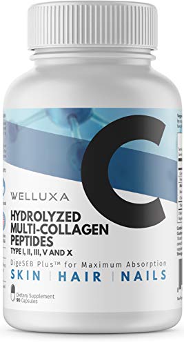 Book Cover Multi Collagen Peptides Pills - Type I, II, III, V, X - Natural, Grass Fed, Bone Broth - Collagen Supplement - Clinically Effective Hydrolyzed Collagen Capsules for Women (90 Count)