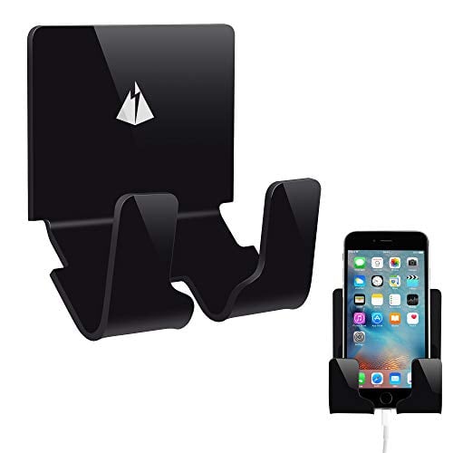 Book Cover TXesign Adhesive Wall Phone Holder Mount for Smartphones iPhone External Battery Wall Holder Mount (Black)