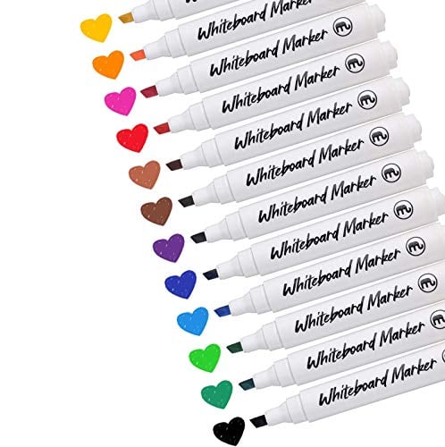 Book Cover [12 Pack]Dry Erase Markers, DealKits Low-Odor Assorted Colors Whiteboard Markers Bulk for Kids, Classrooms Office Home Glassboard Dry Erase White Board Mirror Activity Workbook - Chisel Tip