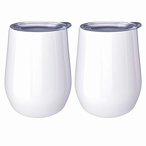 Book Cover 2 Pack 12 oz Insulated Wine Tumbler Glasses with Lid, Double Wall Vacuum Insulated Stemless Stainless Steel Wine Cup
