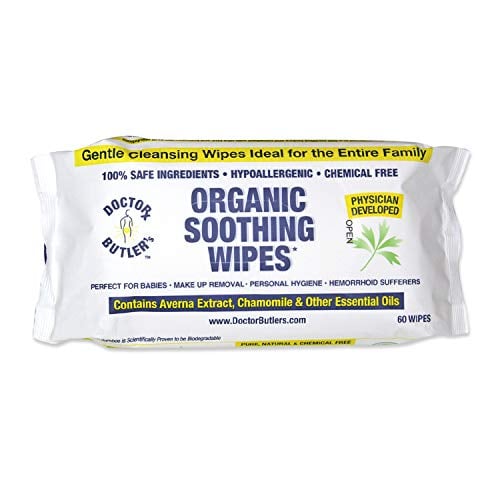 Book Cover Doctor Butler's Hemorrhoid Soothing Wipes USDA Certified Organic & All Natural (60 Count)