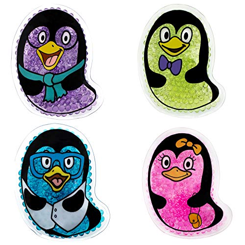 Book Cover Trekproof Penguin Kid's Ice Packs, 4 Pack, Small Cold Therapy and Pain Relief for Minor Cuts, Burns, Scrapes, Injuries, Support Teething, Fevers and Sore Arms, Legs, Body