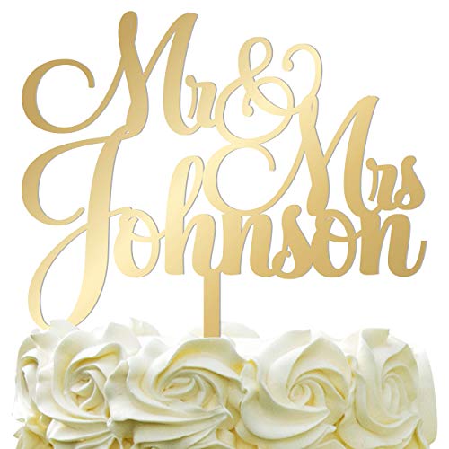 Book Cover Personalized Wedding Cake Topper Wedding Cake Decoration Customized Mr Mrs Last Name To Be Bride Groom script font Mirrored Acrylic