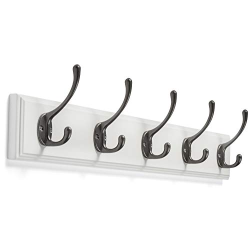 Book Cover Wall Mounted Coat Rack - with 5 Hooks by Kloveyleaf – Modern Décor for Hanging Towels, Keys, Jackets, Dog Leash for Bedroom, Hallway, Entryway, Mudroom – Mounting Hardware Included