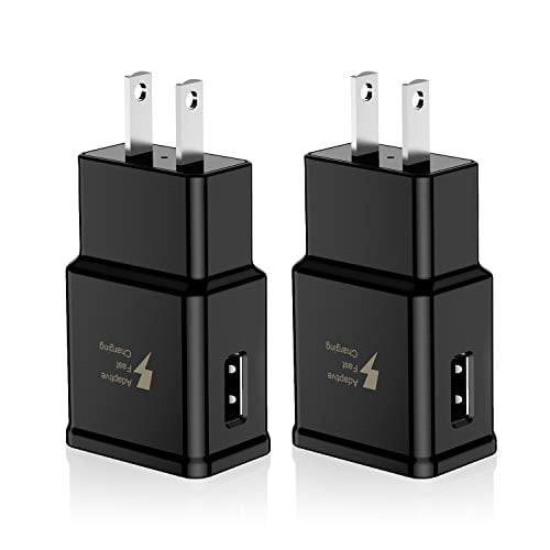 Book Cover Adaptive Fast Charging Wall Charger Adapter Compatible Samsung Galaxy S6 S7 S8 S9 S10 / Edge/Plus/Active, Note 5,Note 8, Note 9,LG G5 G6 G7 V20 V30 ThinQ Plus EP-TA20JBE Quick Charge (2 Pack)
