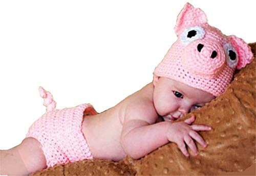 Book Cover 2019 Newborn Baby Photography Props Crochet Costume Hat and Pants Outfits Toddler Photoshoot Sets Pink Pig