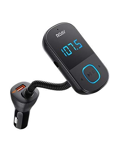 Book Cover Anker Roav SmartCharge T1, Bluetooth FM Transmitter for Car, Audio Adapter and Receiver with Big LED Display, PowerIQ 2.0, Hands-Free Calling, and AUX Output, Compatible with Quick Charge 3.0 Devices