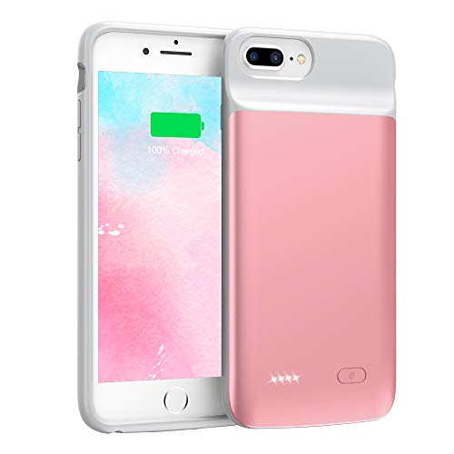 Book Cover Swaller Battery Case For Iphone 8 Plus/7 Plus, 5500Mah Slim Portable Charger Case Extend 150% Battery Life, Protective Backup Charging Case Compatible With Iphone 8 Plus/7 Plus (Rose Gold)