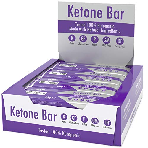 Book Cover Ketone Bar (12 X 60g) | Keto Bar with All Natural Ingredients | Truly Ketogenic | Paleo & Keto Friendly | 3.1 Net Carbs per Bar | Gluten & Dairy Free | Choc Caramel Flavour | Ketosource®