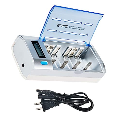 Book Cover C Battery Charger, Mr.Batt LCD Rechargeable Battery Charger for AA AAA C D 9V Ni-MH Ni-CD Rechargeable Batteries with Discharge Function