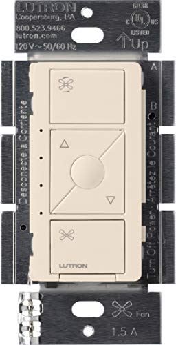 Book Cover Lutron Caseta Smart Home Ceiling Fan Speed Control Switch, Works with Alexa, Apple HomeKit, and the Google Assistant | PD-FSQN-LA | Light Almond