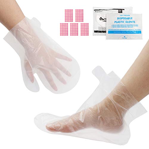 Book Cover 200 Counts Paraffin Wax Liners, Larger and Thicker Plastic Hand and Foot Bags, Plastic Paraffin Bath Mitt Glove and Sock Liners for Therabath, Wax Treatment and Paraffin Wax Machine