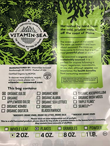 Book Cover VITAMINSEA Atlantic Dulse Flakes Dillisk - Seaweed 56.5 G / 2 oz - USDA and Vegan Certified - Kosher - Perfect for Keto or Paleo Diets - Hand Harvested Maine Coast Raw Sea Vegetables (DF2)