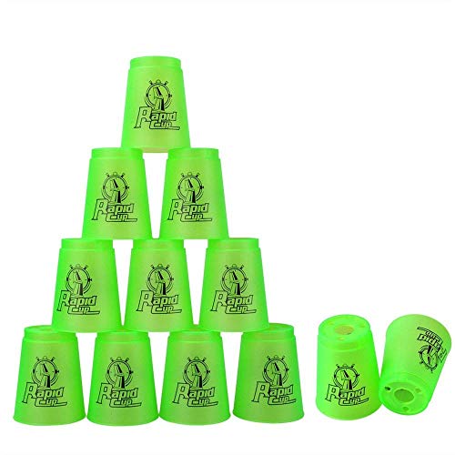 Book Cover Super Stacks Quick Stacks Cups, Rapid Sport Stacking Cups Speed Training Set of 12 (Green)