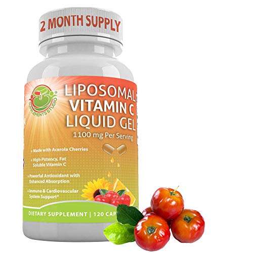 Book Cover LIPOSOMAL Vitamin C Liquid Gel Organic Acerola Cherries & Sunflower Lecithin, Enhanced Absorption & Bioavailability, High Potency 1000 mg, 2 Month Supply, 120 DRcaps, Gluten Free, Non-GMO, China-Free