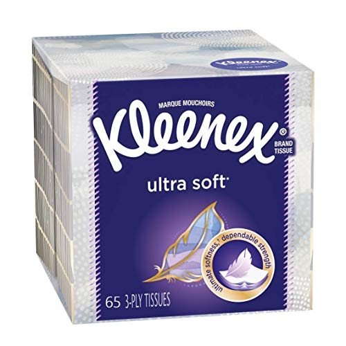 Book Cover Kleenex Ultra Soft Facial Tissues, 1 Cube Box, 65 Tissues (Packaging May Vary)