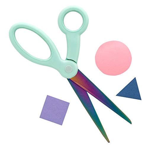 Book Cover Yoobi Scissors | Adult Size | Green Mint Holographic Design | Great for School, Home or Office Use | Right or Left Handed