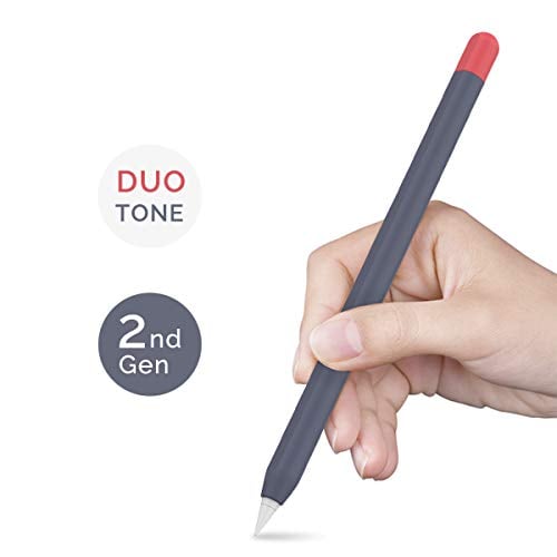 Book Cover AHASTYLE Duotone Design Silicone Skin Sleeve Cover Compatible with Apple Pencil 2nd Generation (2018), Apple iPad Pro 11/12.9 inch 2018 (Midnight Blue, Red)
