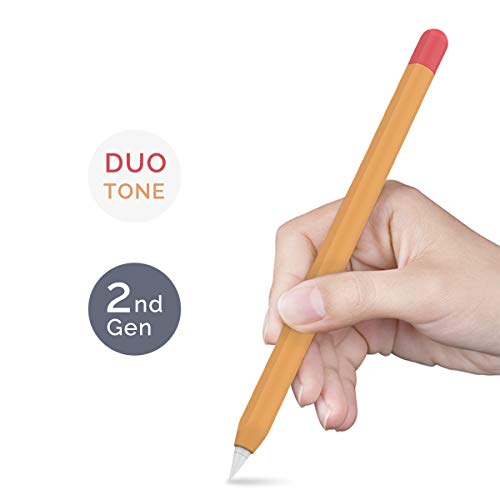 Book Cover AHASTYLE Duotone Case Cover Silicone Sleeve Skin Compatible with Apple Pencil 2nd Generation, iPad Pro 11 12.9 inch 2018 (Orange, Red)