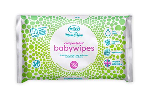 Book Cover Mum & You Biodegradable and Compostable Plastic Free Baby Wet Wipes 336 count (6 packs of 56) 98% Water, 0% Plastic, Hypoallergenic & Dermatologically Tested