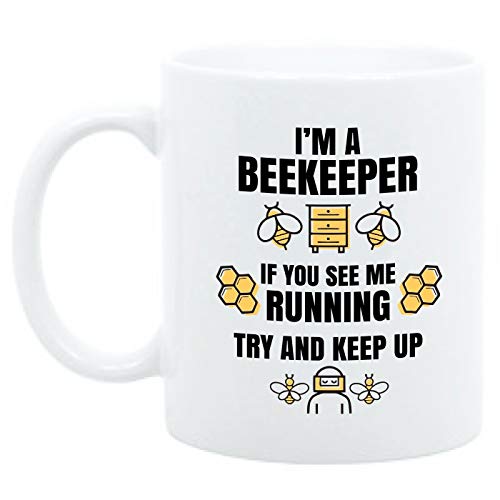 Book Cover Moonwake Designs - 11oz Beekeeper Coffee Mug, Funny Gift for Beekeeper, I'm A Beekeeper Mug, Honey Bee Coffee Cup, Birthday Gift for Beekeeper, Save The Bees, Bee Gift