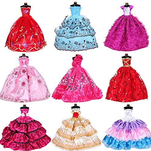 Book Cover Doll Clothes Dresses for Barbie Girl Dolls 10 Pcs Lot - Handmade Clothes for Barbie 11.5 Inch Girls Doll Wedding Party Dresses Gowns Outfit Costume Toys for Kids Xmas Birthday Random Style