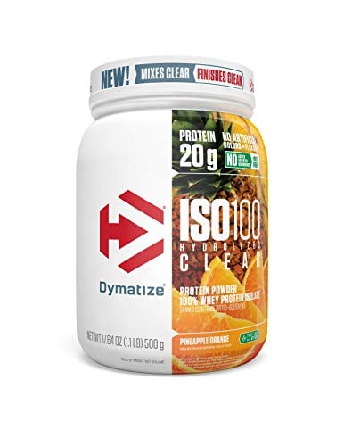 Book Cover Dymatize ISO 100 Hydrolyzed Clear Protein Powder, Clear 100% Whey Protein Isolate, Keto Friendly, Clear Easy Mixing While Being Light & Refreshing, Pineapple Orange, 1.1 lbs