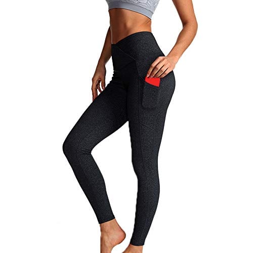 Book Cover ASTSW Yoga Pants for Women High Waist Leggings with Pockets Workout Gym Tummy Control