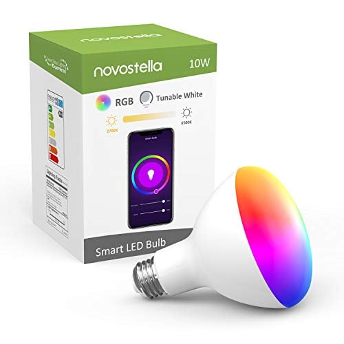 Book Cover Novostella BR30 Smart LED Bulb, RGBCW with Tunable White 2700-6500K Wi-Fi Flood Light Bulbs [10W 1050LM] 85W Equivalent Dimmable Multicolored Lights No Hub Required Works with Alexa and Google Home