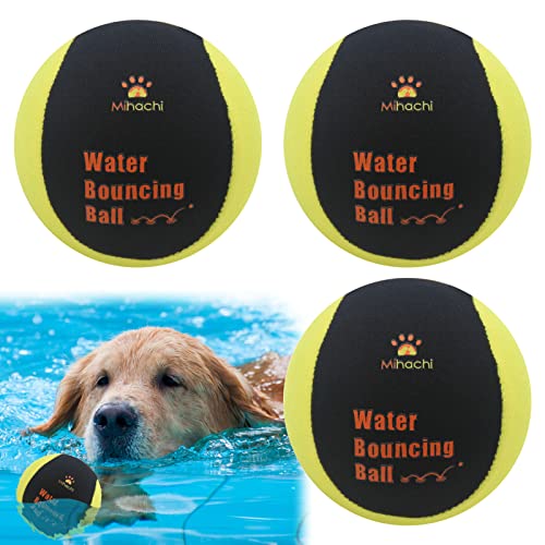 Book Cover Mihachi Water Toys for Dogs, Bouncing Chew Tennis Balls Floating Toy, Bouncier, Buoyant in Pool or Lake Fun for Small to Medium Dogs