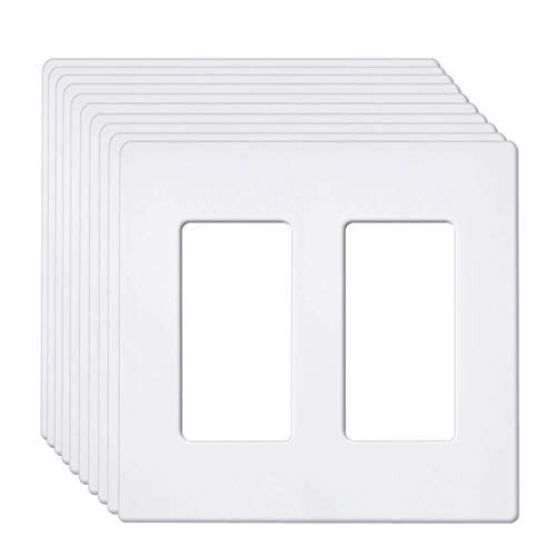 Book Cover [10 Pack] BESTTEN 2-Gang Screwless Wall Plate, USWP6 Snow White Series, Decorator Outlet Cover, H4.69â€ x L4.73â€, for Light Switch, Dimmer, GFCI, USB Receptacle, UL Listed