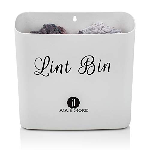Book Cover Lint Holder Bin for Laundry Room by A.J.A. & More | Space Saving Waste Bin with Magnetic Strip for Dryer, Washer, or Wall Mount (Beige)