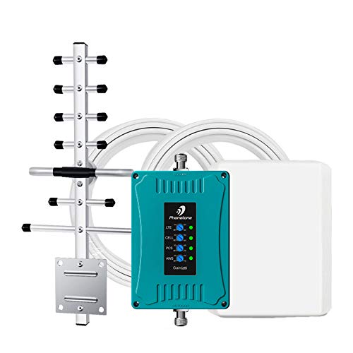 Book Cover Phonetone Cell Phone Signal Booster for Home Use - Cellular Repeater Kit Boosts All Carriers Verizon AT&T T-Mobile Voice and Data Up to 4,500Sq Ft | Support Multi Devices | FCC Approved