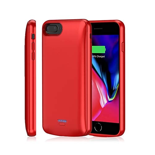 Book Cover Battery Case for iPhone 8 Plus/7 Plus, TAYUZH 4200 mAh Slim Portable Rechargeable Charging Case Compatible for iPhone 8 Plus/7 Plus/6 Plus(5.5 Inch) Protective Extended Magnetic Battery Case - Red