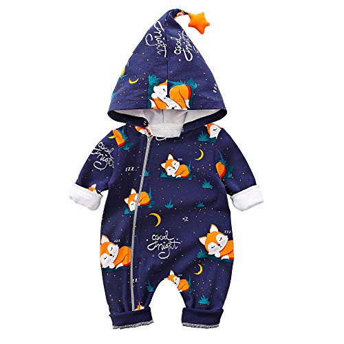 Book Cover Baby Zipper Clothes Stylish Fox Design Long-Sleeve Hooded Jumpsuit for Baby