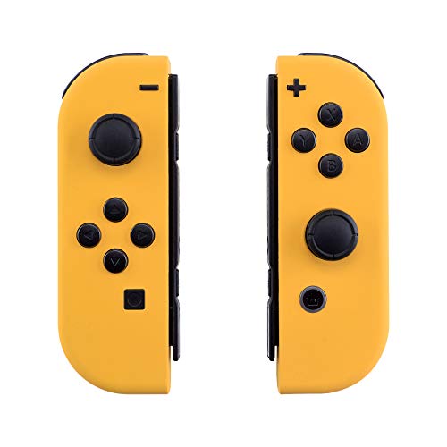 Book Cover eXtremeRate Soft Touch Grip Caution Yellow Joycon Handheld Controller Housing with Full Set Buttons, Replacement Shell Case for Nintendo Switch & Switch Oled Model Joy-Con – Console Shell NOT Included